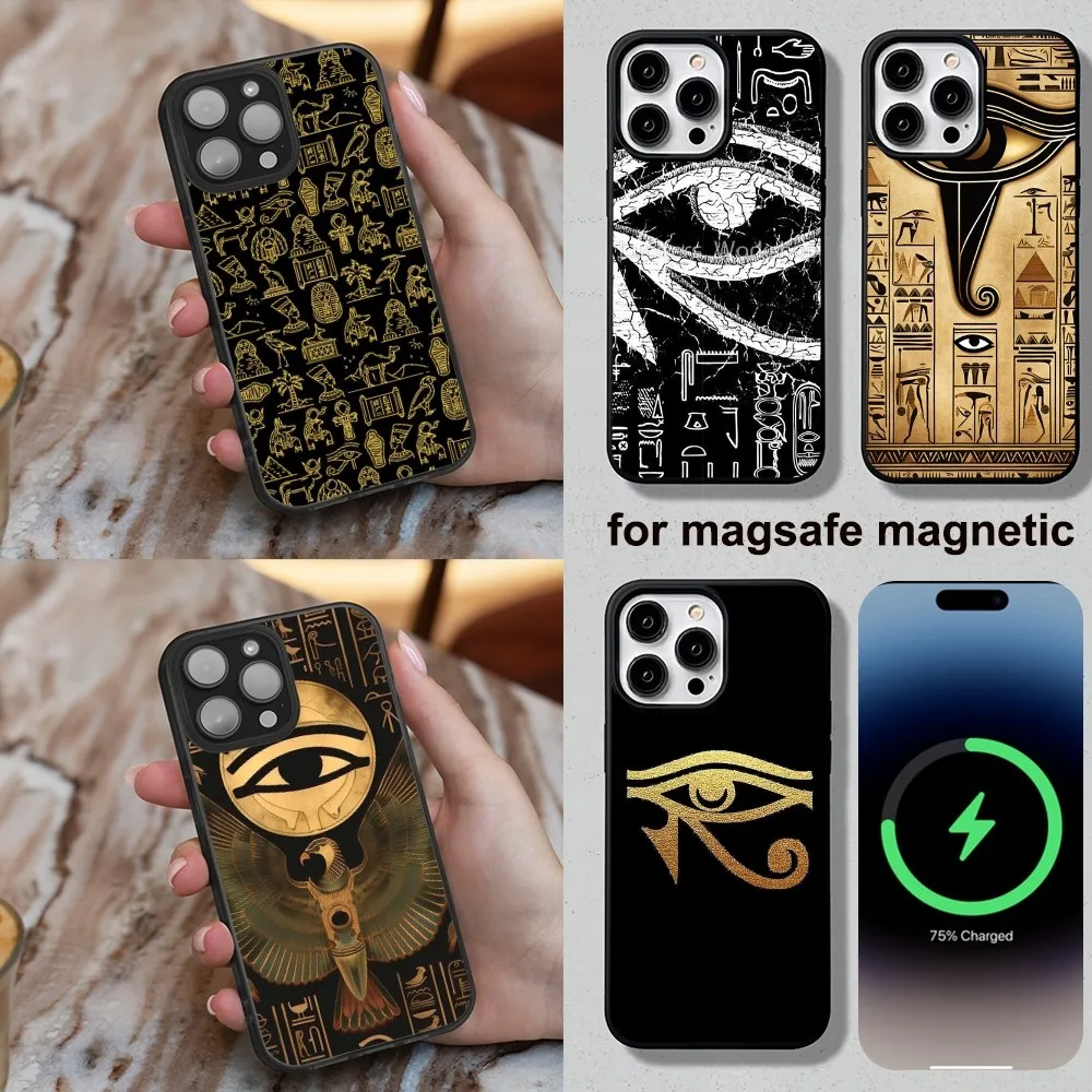 Egyptian Eye of Horus Art Case Phone Case For iPhone 16,15,14,13,12,11,Plus,Pro,Max,Mini Soft Magesafe Magnetic Wireless Charge