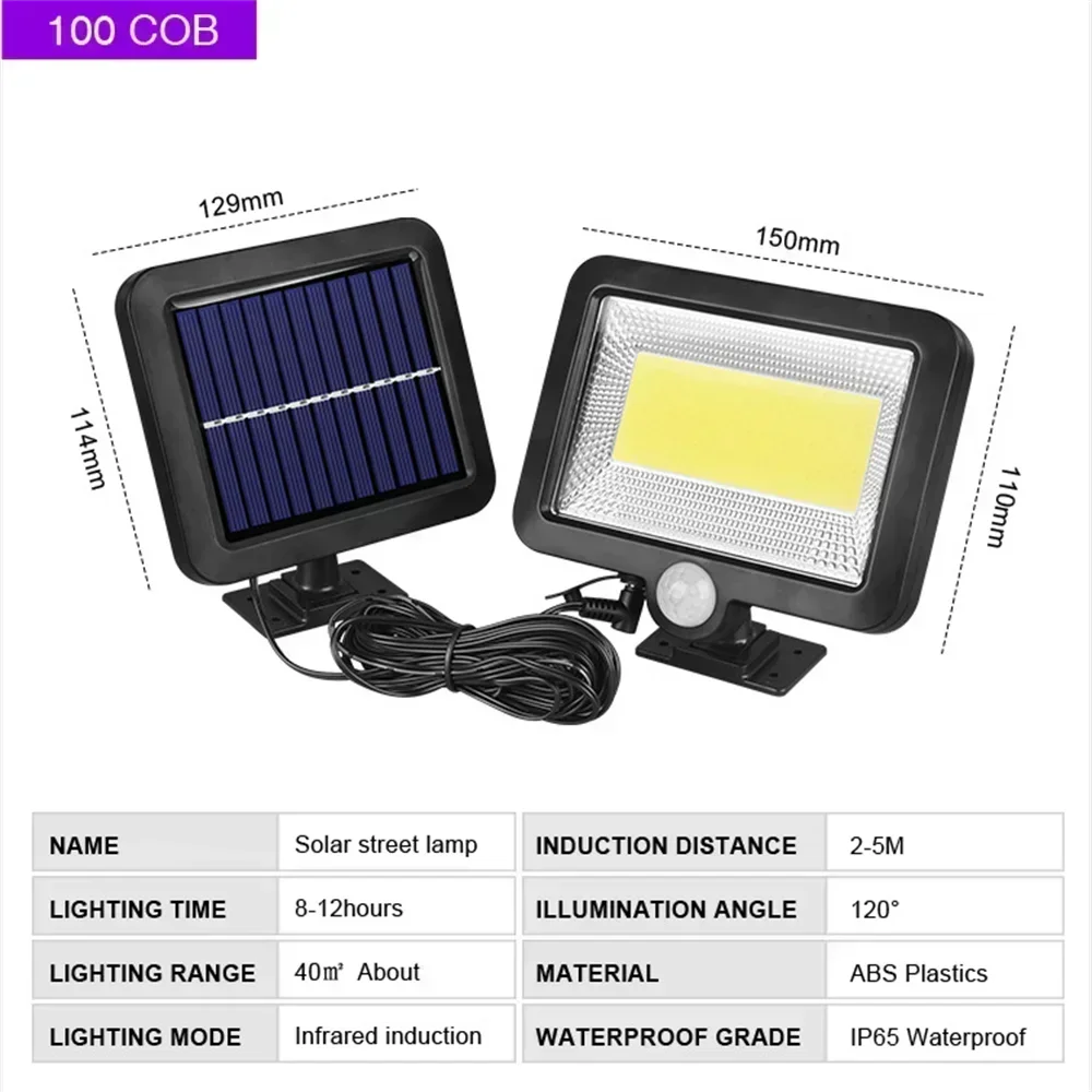 

COB LED Solar Powered Light Outdoors PIR Motion Sensor Sunlight Waterproof Wall Emergency Street Security Lamp For Garden