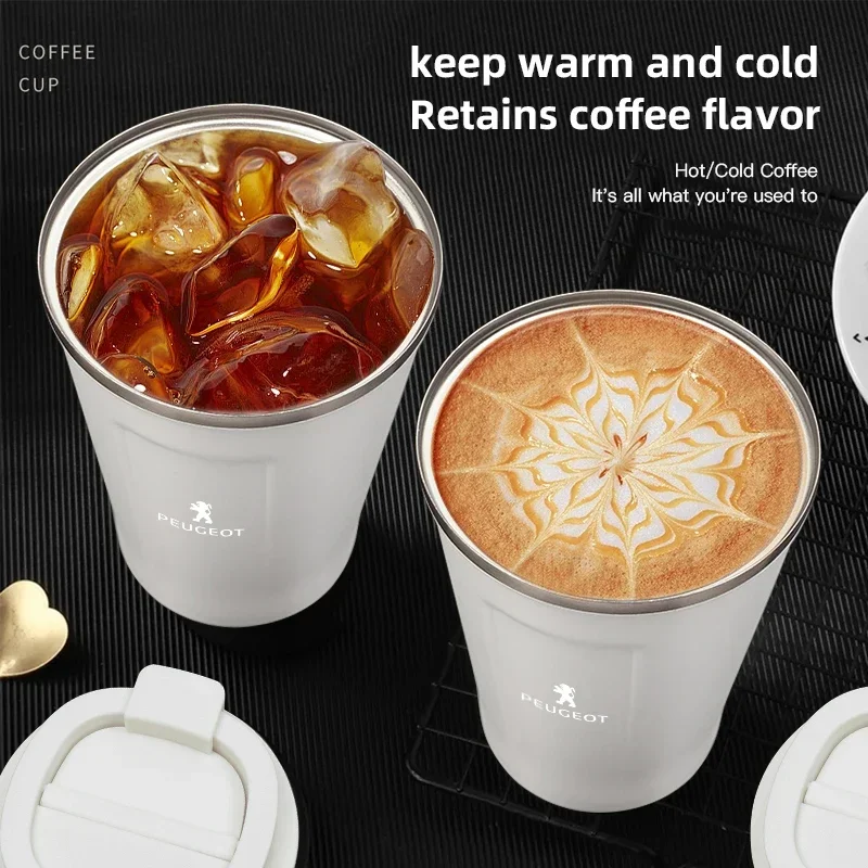 Car Coffee Mug Thermal Insulation Cup Tea Water Thermos Cup For Peugeot 208 3008 308 2008 207 508 406 407 307 206 408 5008 4008