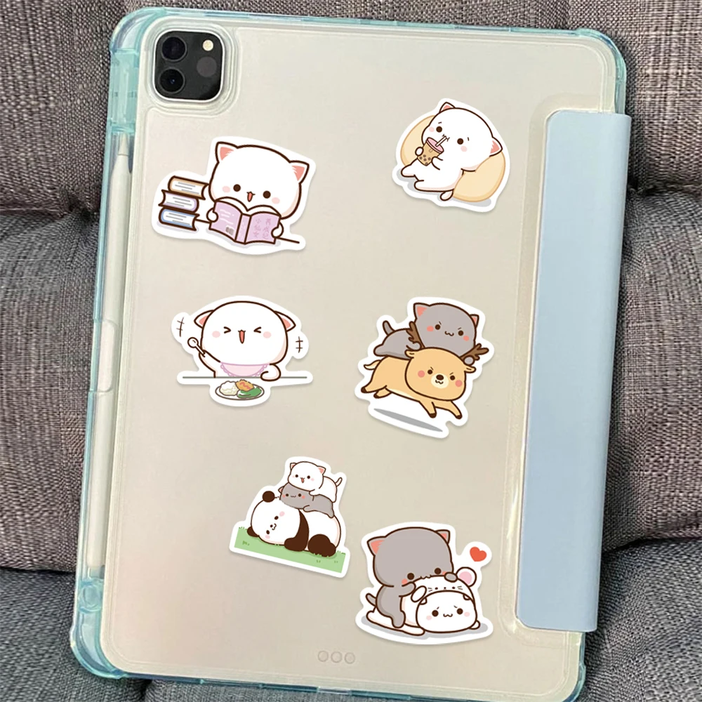 50Pcs Cute Peach Cat Stickers for Water Bottles Kawaii Waterproof PVC Stickers for Laptop Phone Skateboard Kids Girls Gifts