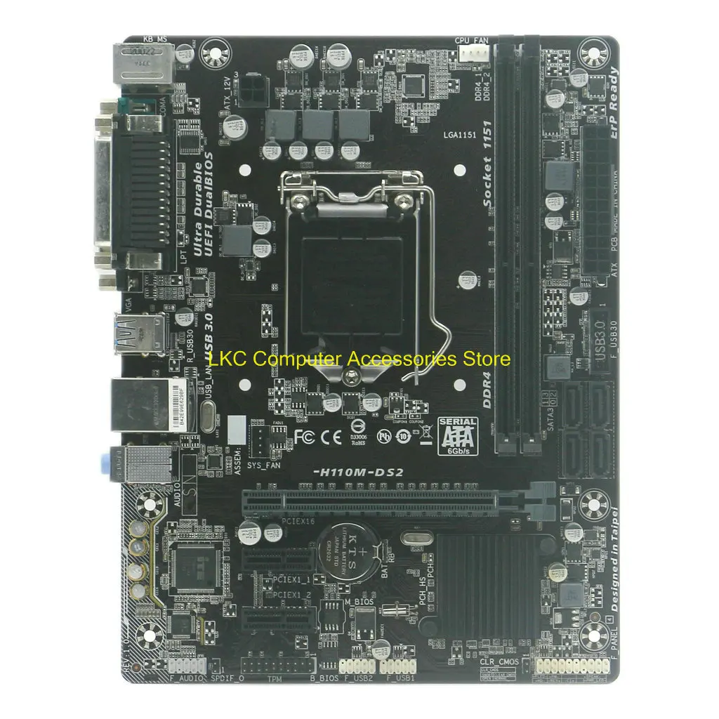 For GIGABYTE GA-H110M-DS2 Used Motherboard 32G LGA1151 DDR3 USB 3.0 Micro ATX H110M DS2 Mainboard 100%Tested