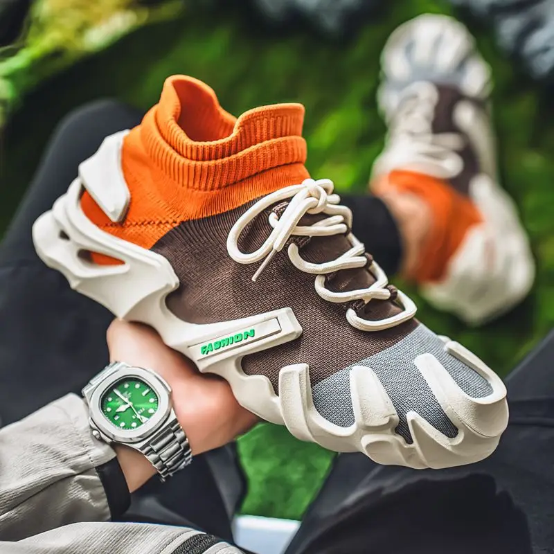 Men's Color Block Design Casual Fashion Shoes Thick Bottom Function Mecha Stylish Versatile Not Picky about Matching view 5