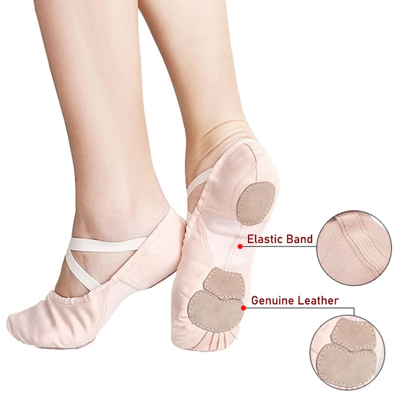 USHINE Three Sole Wear-Resistant Non-slip Elastic Canvas Body Fitness Yoga scarpe da ballo donna Ballet Dance Shoes Woman