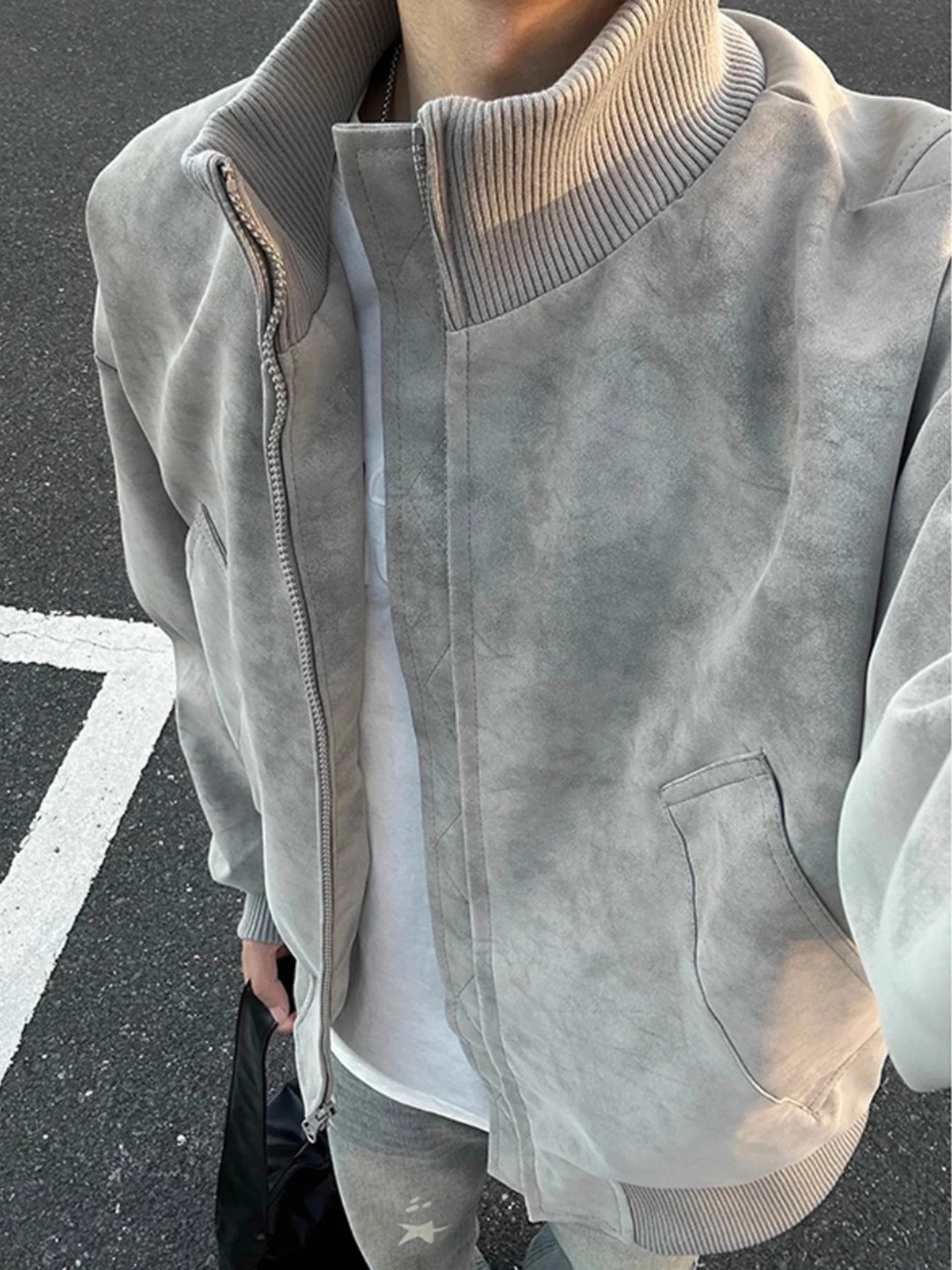 

Large Size 300 Pou Dyed PU Leather Jaet ort Baseball Sle Stand Collar Pilot Jaet Men's Faion Spring Autumn Winter