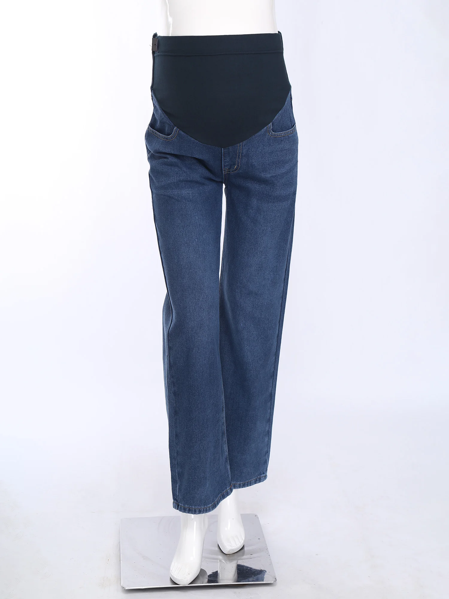 Maternity Fashion Casual Wide-Leg Loose Jeans Pregnant Women Adjustable High Waist Belly Support Denim Pants Pregnancy Clothing