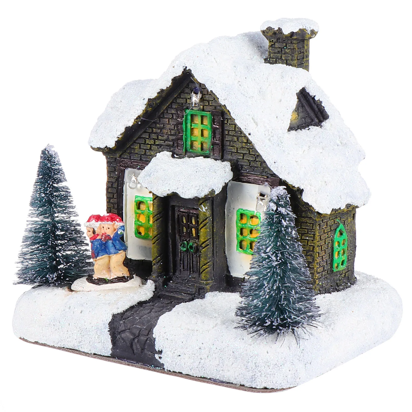 

Glowing Little House Christmas Decorations Resin Mini Santa Lodge nament Holiday Home Store Restaurant Photo Prop Craft Xmas