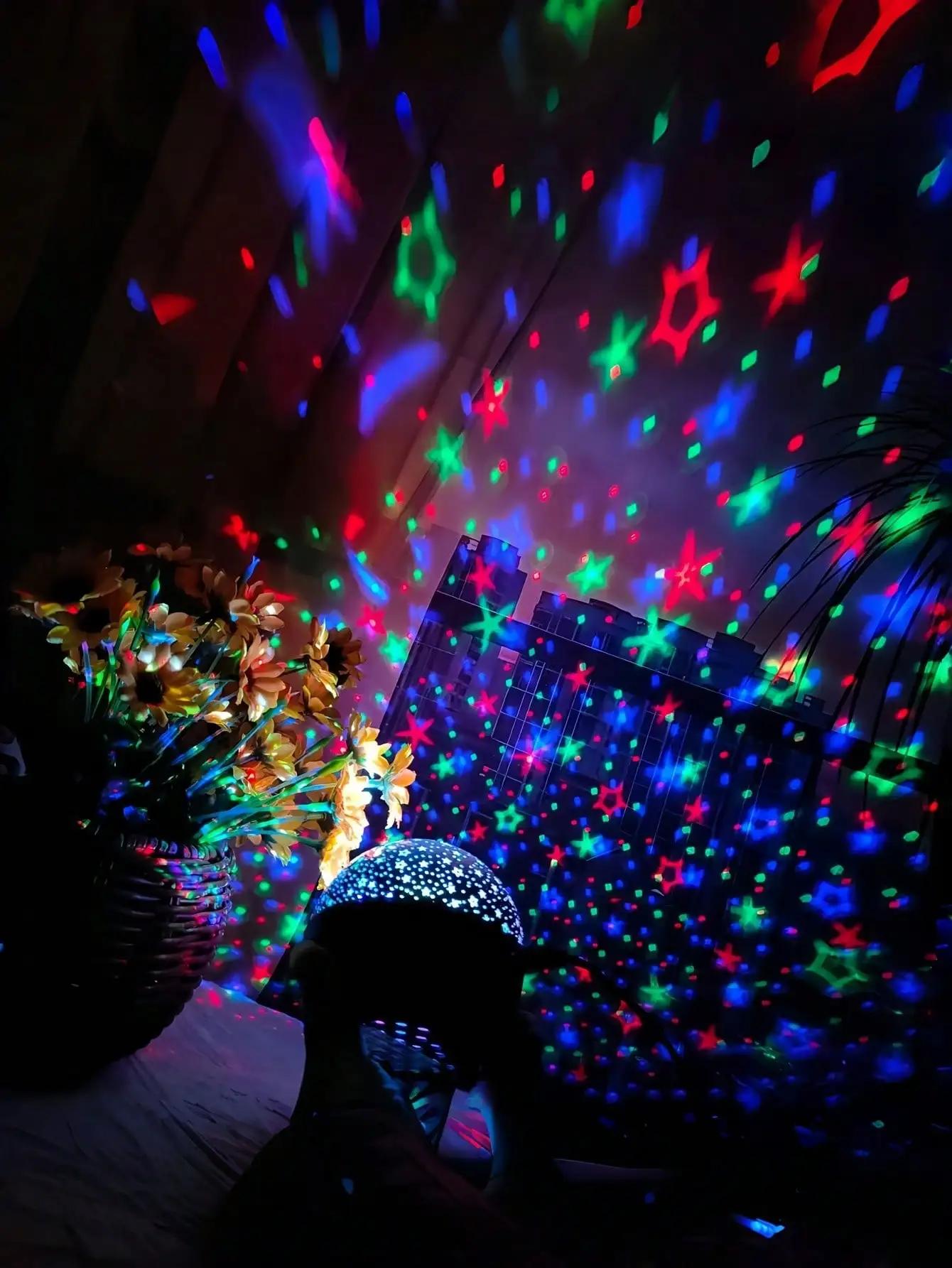 Voice Control Starry Sky Projection Lamp, Color Changing USB Night Light for Home Holiday Gift