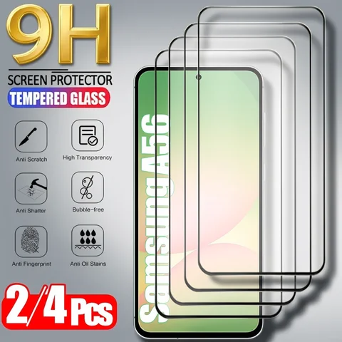 2/4PCS Cristal Templado For Samsung Galaxy A56 A55 A54 A53 Tempered Glass For Samsung A18 A17 A27 A37 A57 A36 A26 A16 Screen Protector Samsung S26 S25 S24 Ultra Phone Protective Film