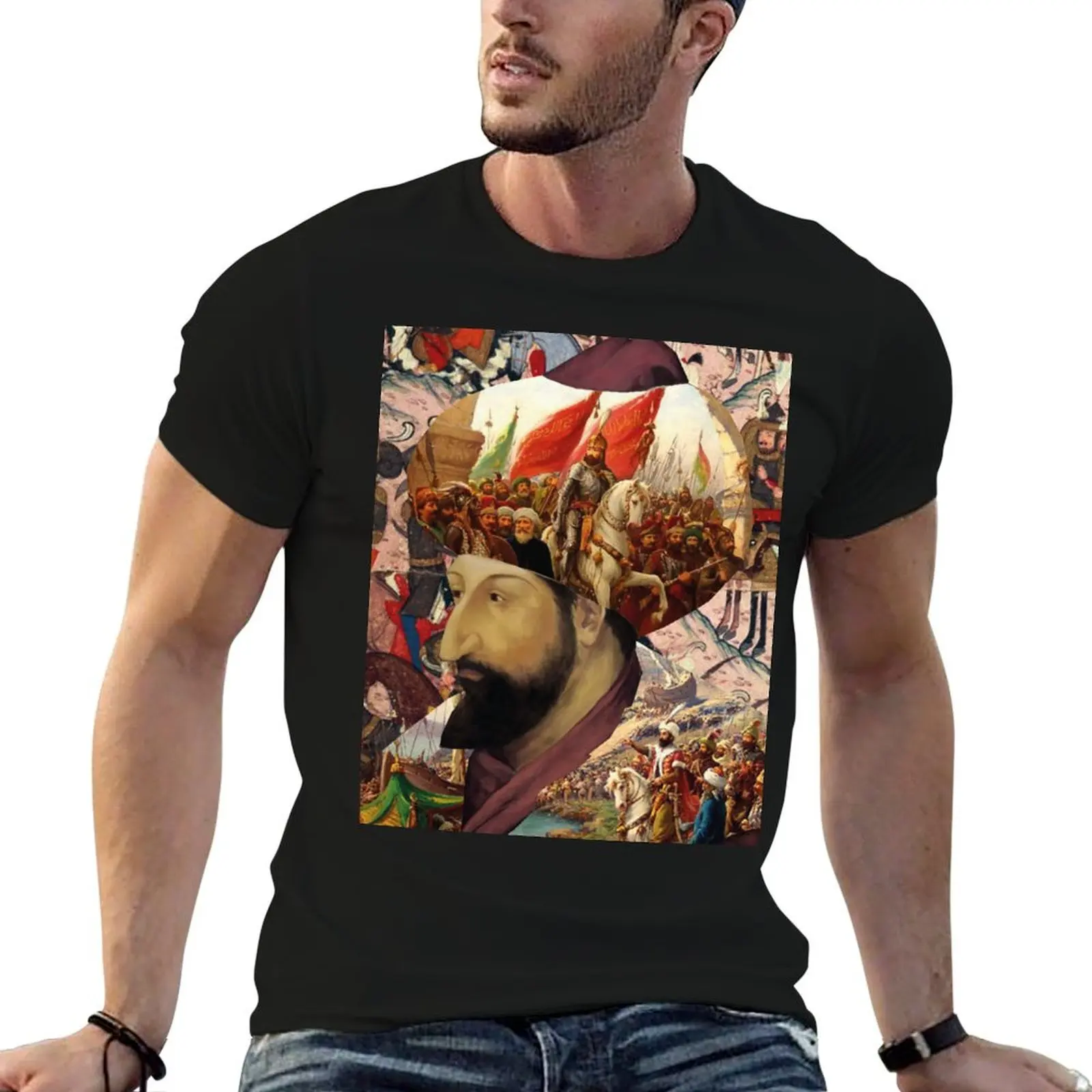 Fatih Sultan Mehmet Collage T-Shirt vintage graphic tee anime t shirts for men
