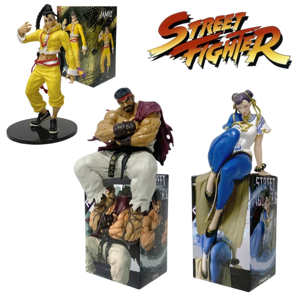 Street Fighter 6 Ryu Chun-Li Jamie Figure - Classic Fighting Game Character PVC Statue Ornaments for Desk Decor & Birthday Gifts