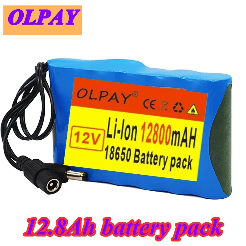 Pack de batterie Lithium-Ion 6S1P 12V 12800mAh 18650 Rechargeable, capacité DC 12.6V pour moniteur  caméra CCTV