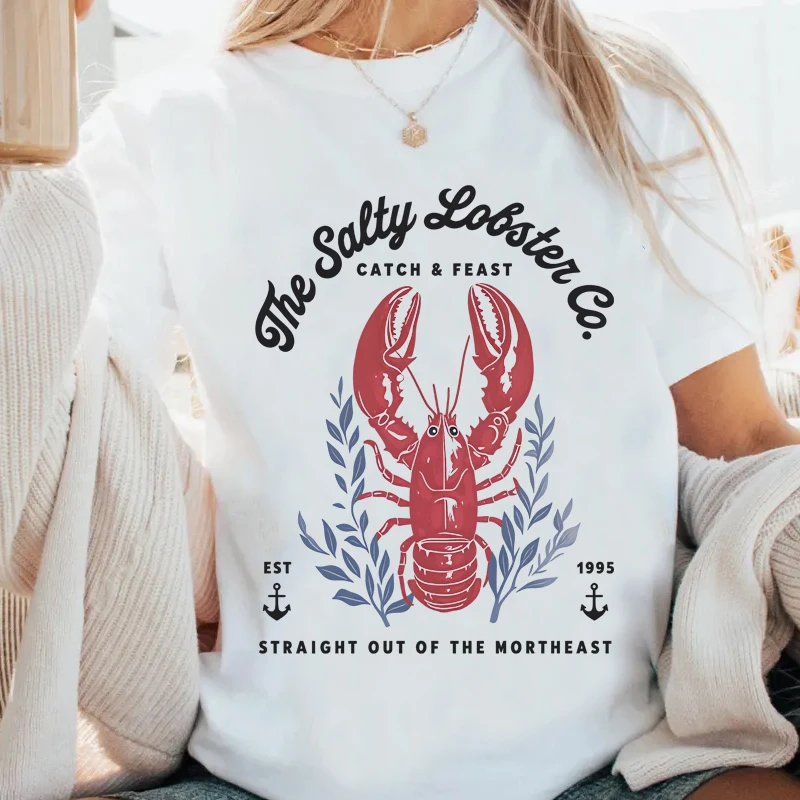 Beach Bum Funny Lobster Graphic Tee Coastal Maine Seafood Top Beach Vacation T-Shirt Men Women Causal Summer Short Sleeve