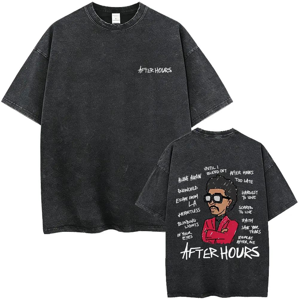

Washed Vintage Rapper The Weeknd After Hours Album Graphic T Shirt Men Hip Hop Fashion Pop Music T-shirt Male Oversized T-shirts