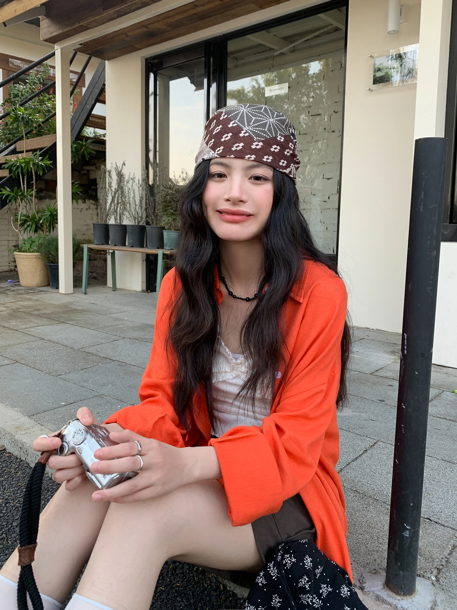 

Orange Long Sleeve Loose Women's Shirt Pure Color Casual Style Breathable Summer 2026 New Korean Trend Matching Top