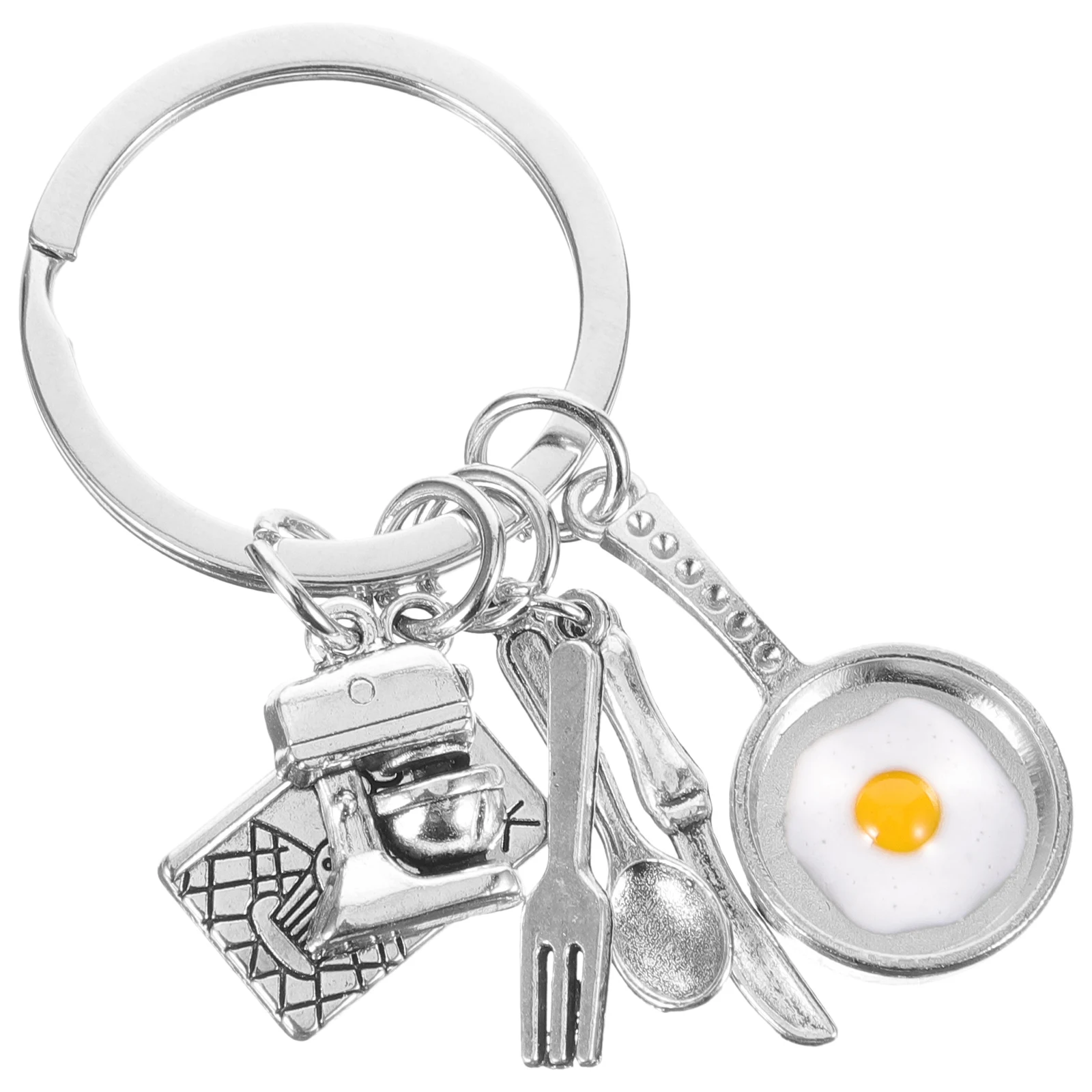 

2 pcs Keychains Egg Tableware Alloy Women Kids Key Chains For Women Car Keys Bag Decor Lightweight Gifts Keychain