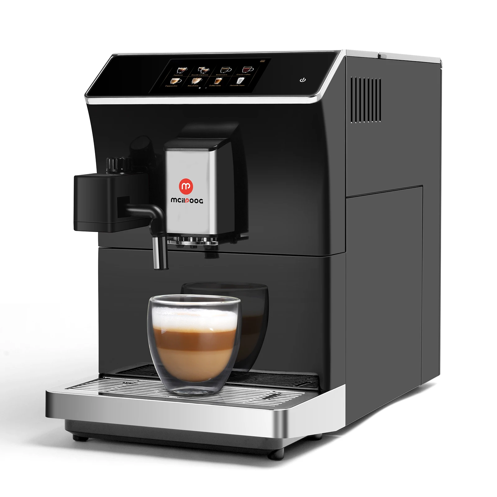 Mcilpoog WS203 Fully Automatic Machine Bean to Cup Cappuccino With Milk Frother, 16 Flavors , Touch Display, Ideal for Home Use.