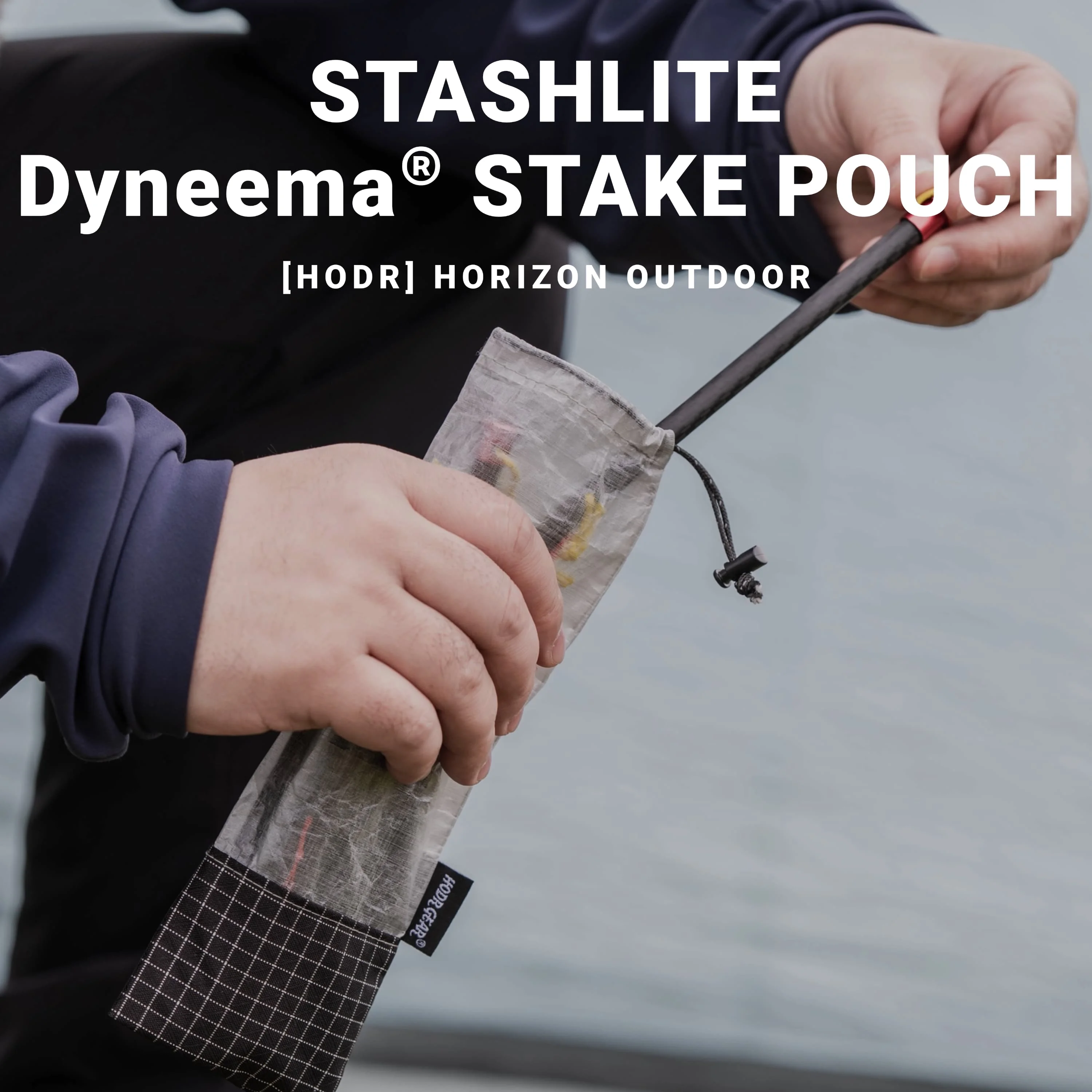 

[HODR GEAR] STASHLITE Ultralight Dyneema® Stake Pouch 4.3g Mixed-Material Tent Peg Bag Reinforced UHMWPE Gridstop Base