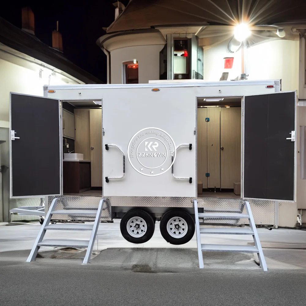 Custom Mobile Bathroom Trailer Portable Toilet Luxury  4 Stall Restroom Trailer Street Prefab Rent Outdoor Shower Rooms for Usa