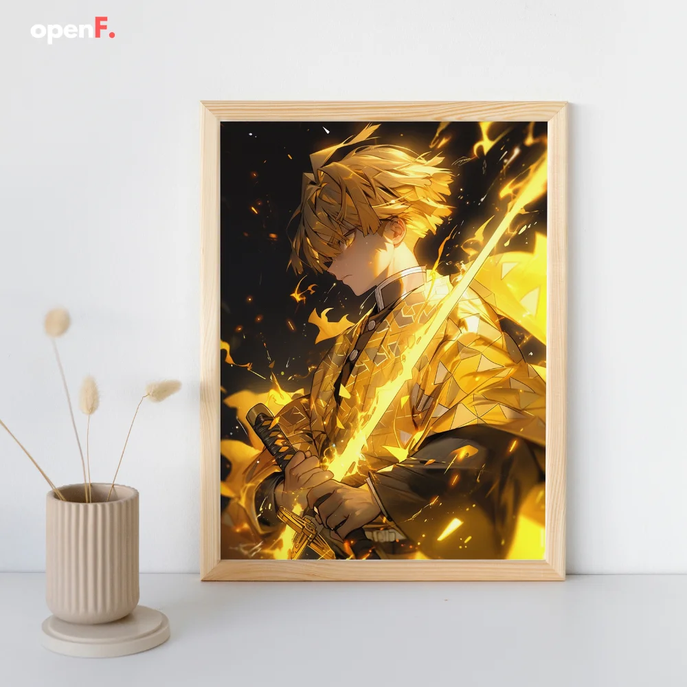 LED  anime Demon killer light painting, rechargeable photo wooden photo frame with USB plug, for game room decoration ornaments