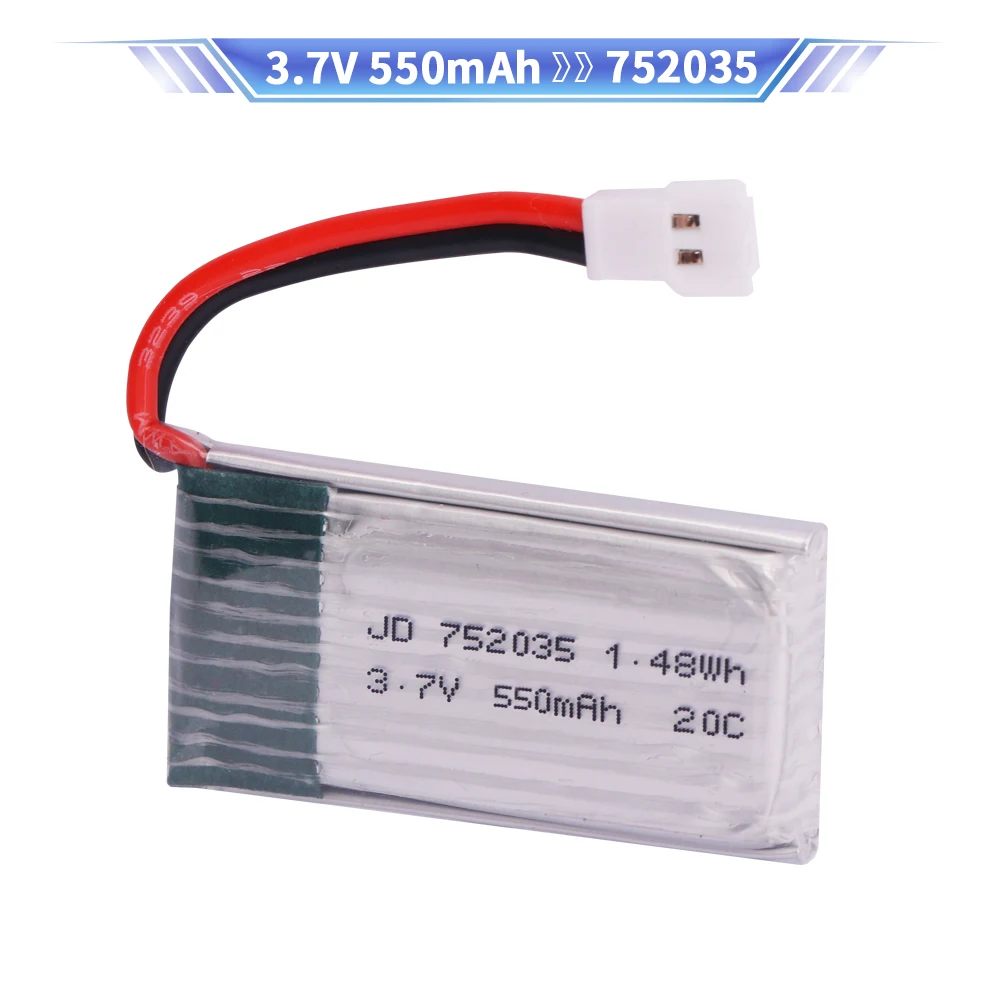 752035 3.7V 1S 500mAh Lipo Battery with Charger For H107 H31 KY101 E33C E33 RC Drone Helicopter Spare Parts 3.7V Battery XH2.54