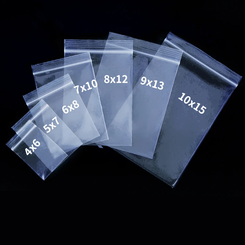 100pcs Transparent PE Ziplock Bags Waterproof Storage Pouches For Small Jewelry Retail Accessories Reclosable Packaging Supplies
