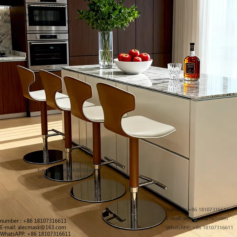 

Living Room Chair Modern Chairs for Kitchen Island Accent Chair Leather Bar Stools with Backrest Dining Room Chairs