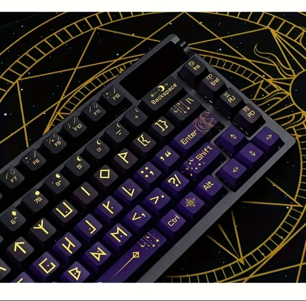 130-Key Constellation Theme Keycaps OEM Height, With Astrological Symbols Engraved On The Side. PBT Astronomy Enthusiast