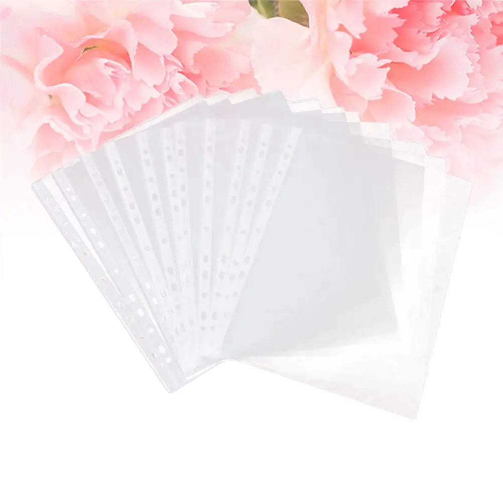 

100 шт. прозрачных папок-конвертов формата А4 с 11 отверстиями для переплета, легкие, для защиты документов, гладкие