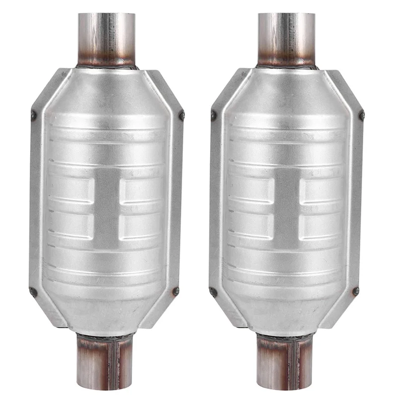 

2 PCS Inlet/Outlet Universal Catalytic Converter Parts Kit With O2 Port & Heat Shield 53004