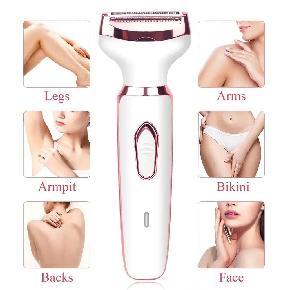 Rasoir électrique portable indolore pour femme, tondeuse à cheveux, ati elles, bikini, bras, jambe, visage, moustache, 4 en 1