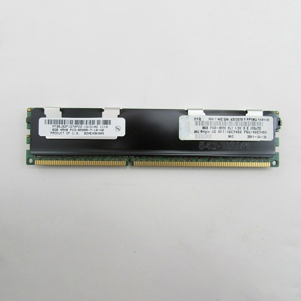 Server Memory 49Y1398 49Y1416 46C7488 46C7482 43X5070 3850 X5 X3650 X3550 M3 M4 PC3-8500R 8GB 4RX8 1066 DDR3 RAM