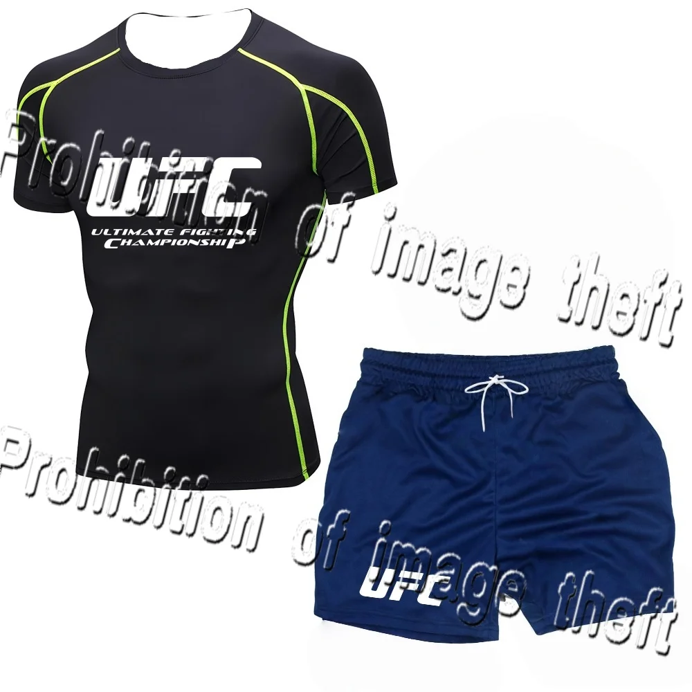 

Летний комплект UFC для борьбы с Санда Муай Тай Фитнес Мужской мяч для игры в бег Скорость сушки шорты с короткими рукавами Спортивный комплект