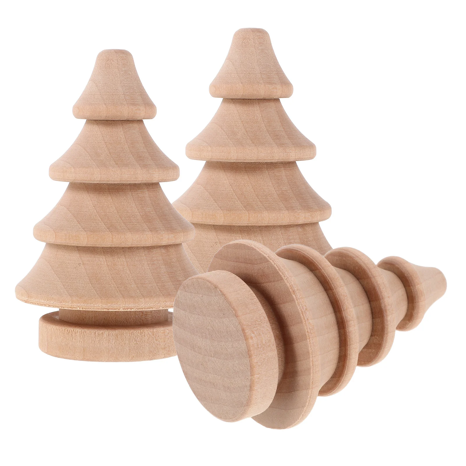 

3Pcs Natural Unfinished Wood Christmas Tree Decorations Rustic Wooden Centerpieces for Holiday DIY Crafts Kitchen Office Desk