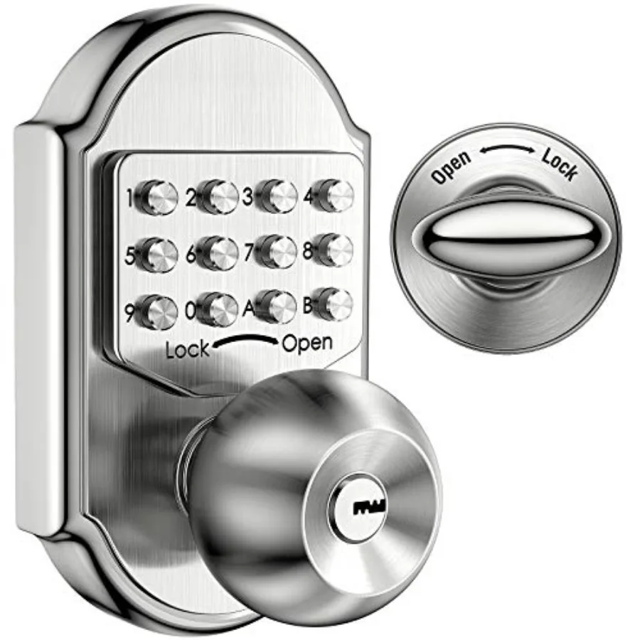 

Keyless Entry Door Lock Deadbolt Keypad Mechanical Stainless Steel Pass Code or Key 100% Mechanical, No Electronic