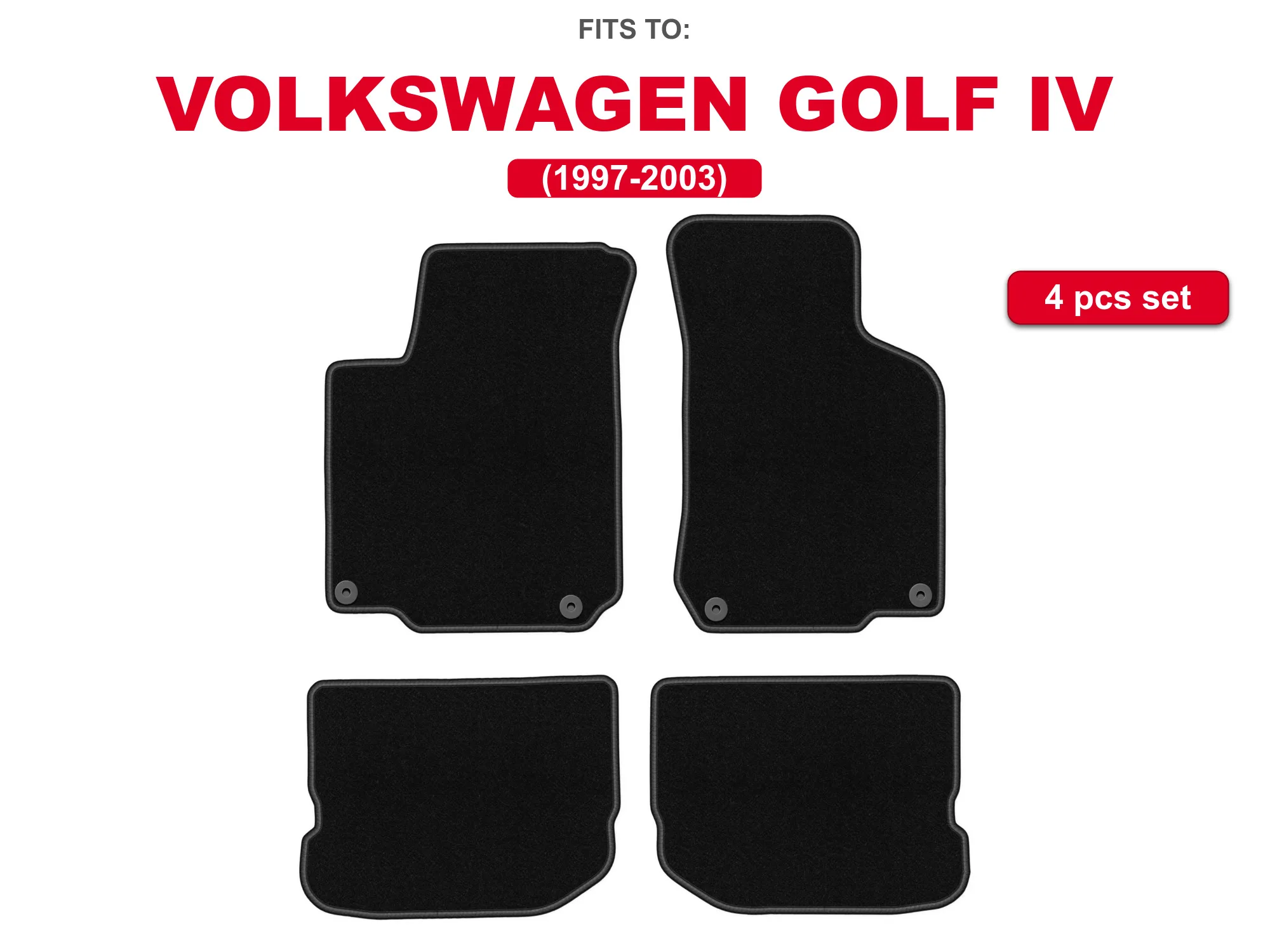 Auto-velourmatten voor: Volkswagen New Beetle 1997-2020 4-delige set automatten voor in de auto
