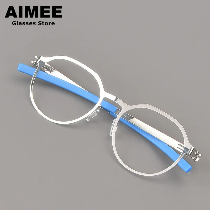 High Quality Stainless Steel Ultralight Glasses Frame German Brand Men Round Prescription Eyeglasses Women Myopia Reading Gafas