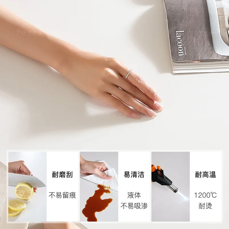 Modern simple rock slab dining table and chair combination rectangular telescopic folding home