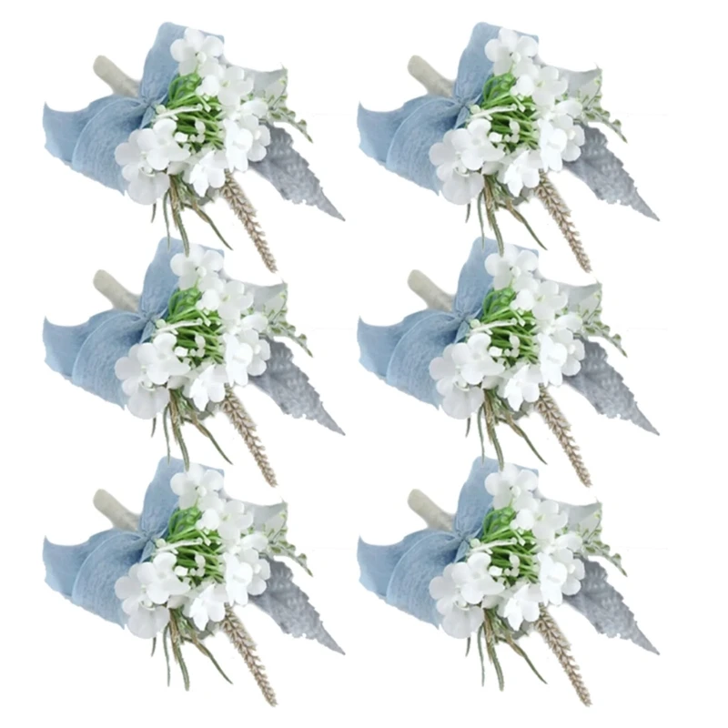 KX4B Elegant ผ้าไหมงานแต่งงาน Boutonniere ชุดผ้าไหมดอกไม้ที่ไม่ซ้ำกัน Corsages ป้ายสำหรับงานแต่งงานสไตล์ตะวันตก
