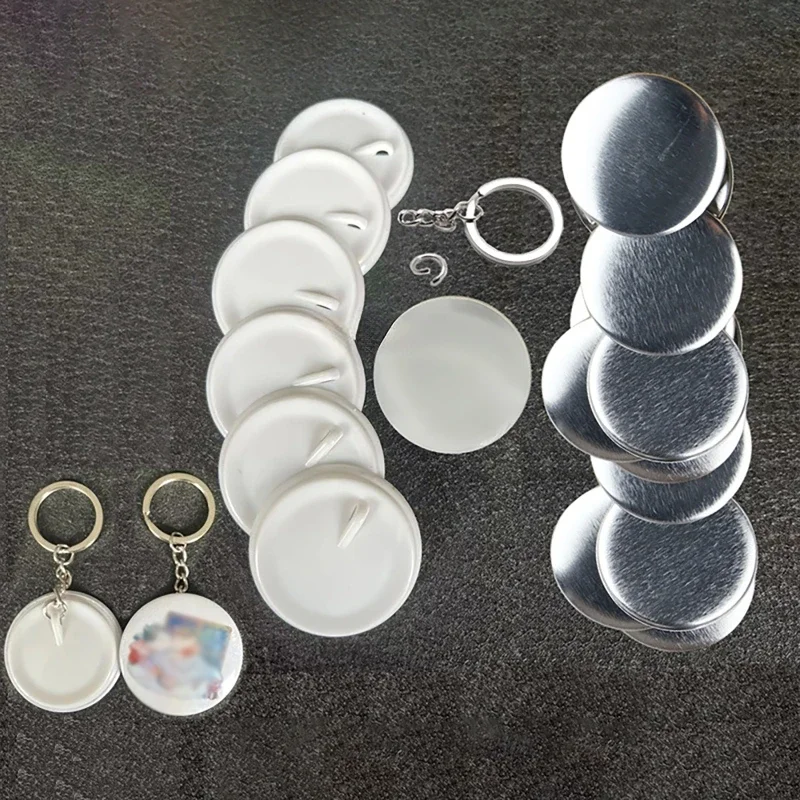 100PCS Blank Plastic/Metal Button Making Supplies 44mm 58mm Button Parts for DIY Making Keychain Key Rings Accessories view 5