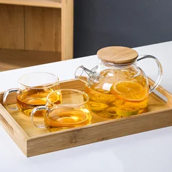 1/1.6/1.8L Transparent Borosilicate Glass Teapot Heat-Resistant Large Clear Tea Pot Flower Tea Set Puer Kettle Office Home Tool