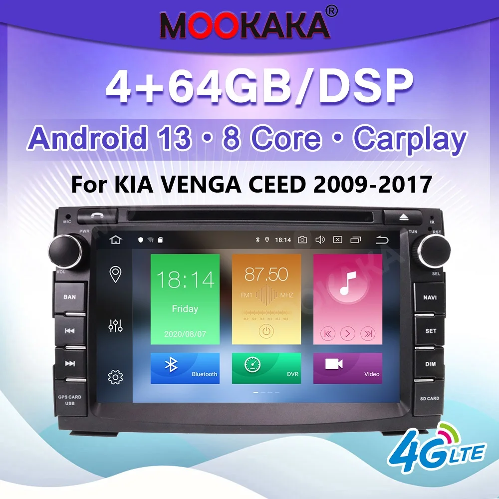 For KIA VENGA CEED 2009-2017 Car Stereo Radio Android 10 Carplay 64GB Auto Audio GPS Navigation Multimedia Player Head Unit