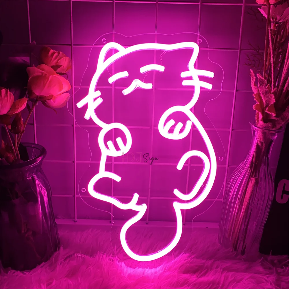 Cat LED Neon Sign Lights Children's Bedroom Wall Decoration Neon Night Lights USB Creative Birthday Gift Room Wall Decor