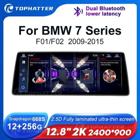 12.8 2K 2400*900 2.5D BMW 7 시리즈 F01 F02 화면 CarPlay 안드로이드 오토 멀티미디어 플레이어 내비게이션 헤드 유닛 360 오디오용 자동차 라디오