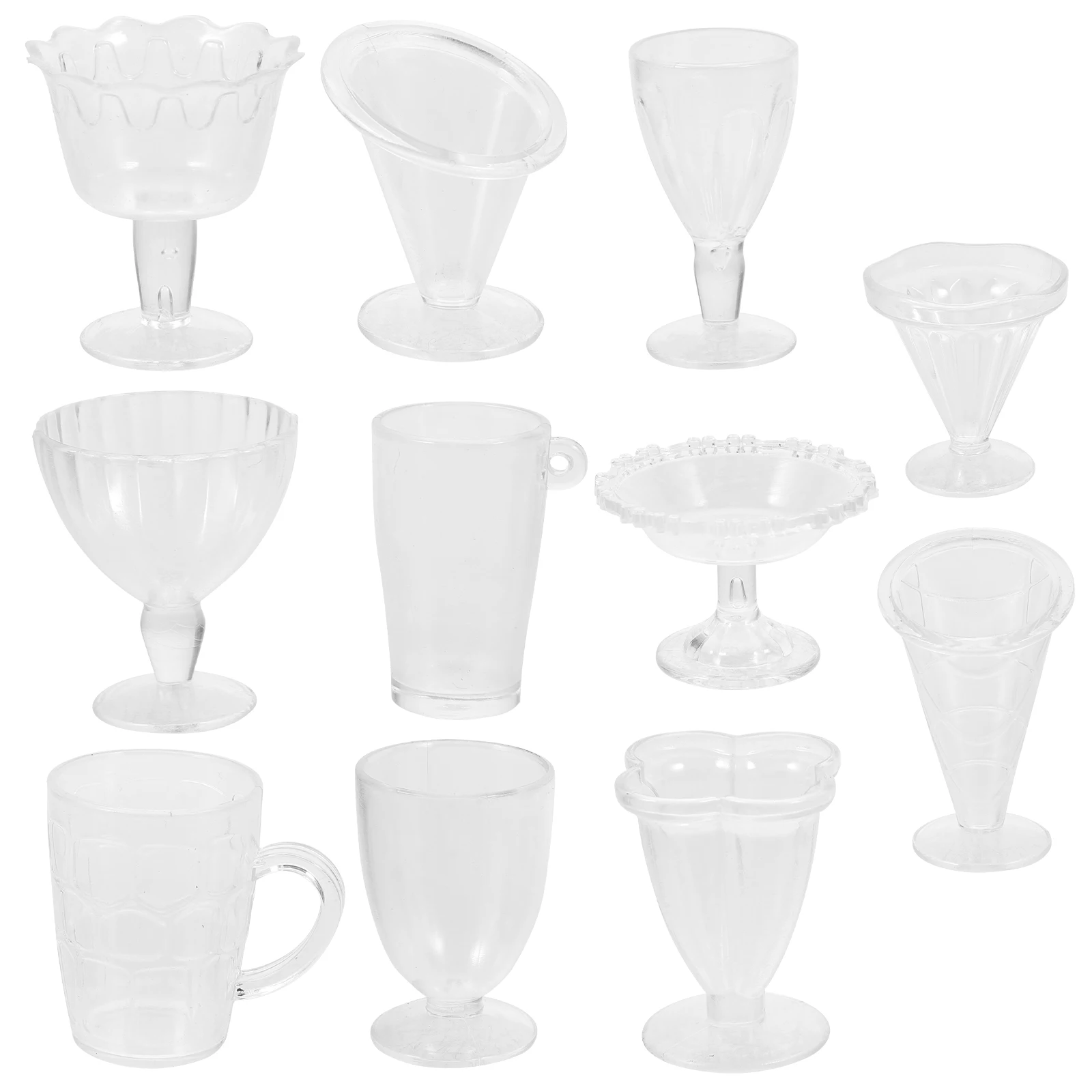 5-zakken gesimuleerde transparante kop koffie miniatuur espressokopjes mokken speelgoedhuismodellen water