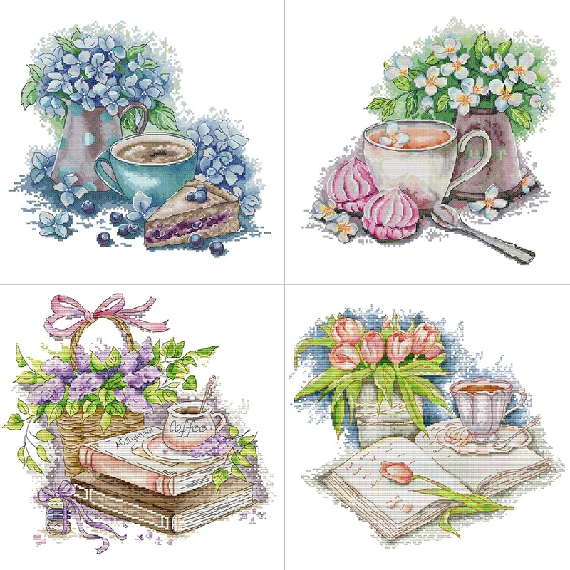 Still Life Flower Pattern Series Cross Stitch Kit DIY Hand Sewing Set 14CT 16CT 11CT Needlework Embroidery DIY Dining Room Decor