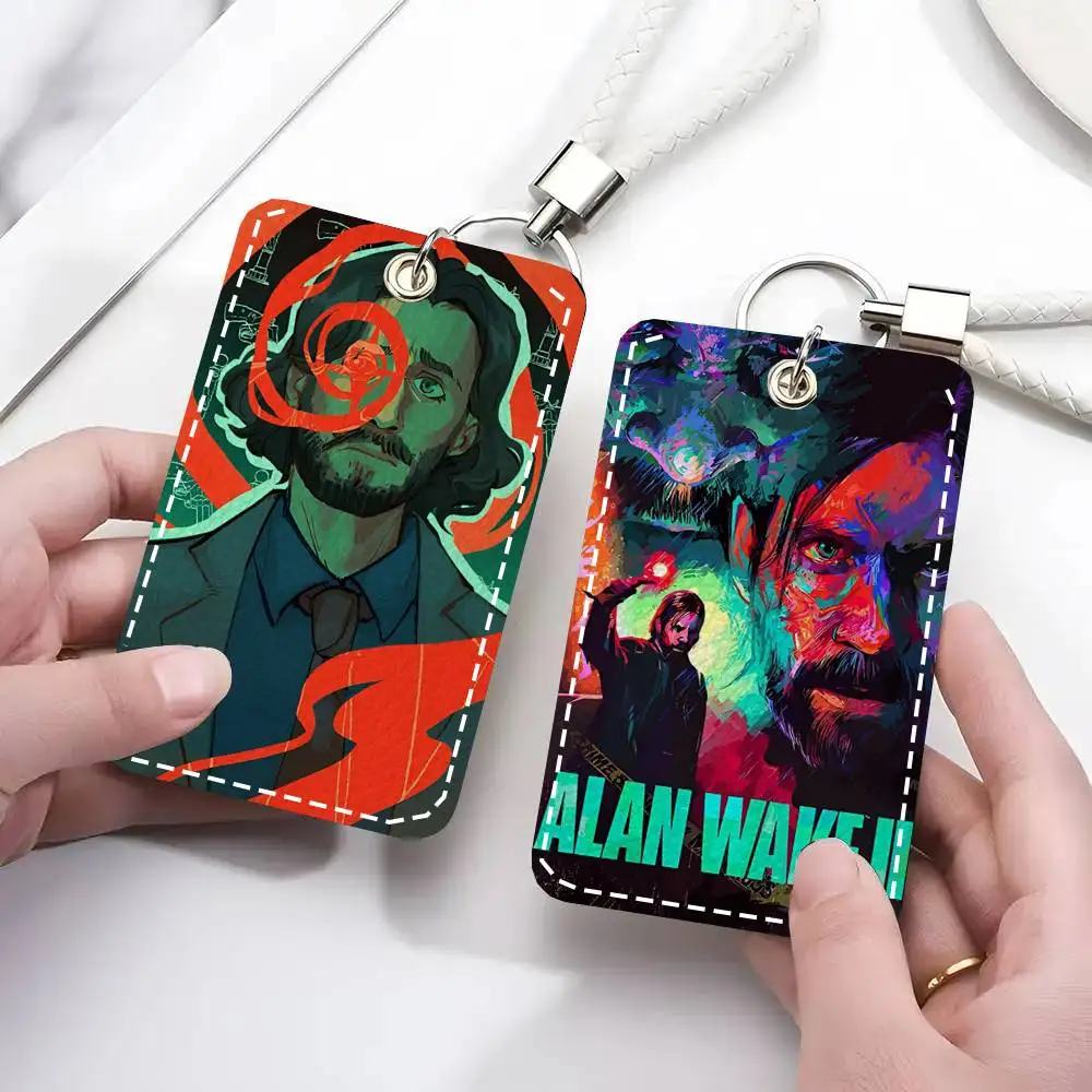 1pc Game Alan Wake 2 Card Case Keychain Access Card Bag Key Tag Ring Leather Card Holder Key Ring Access view 5