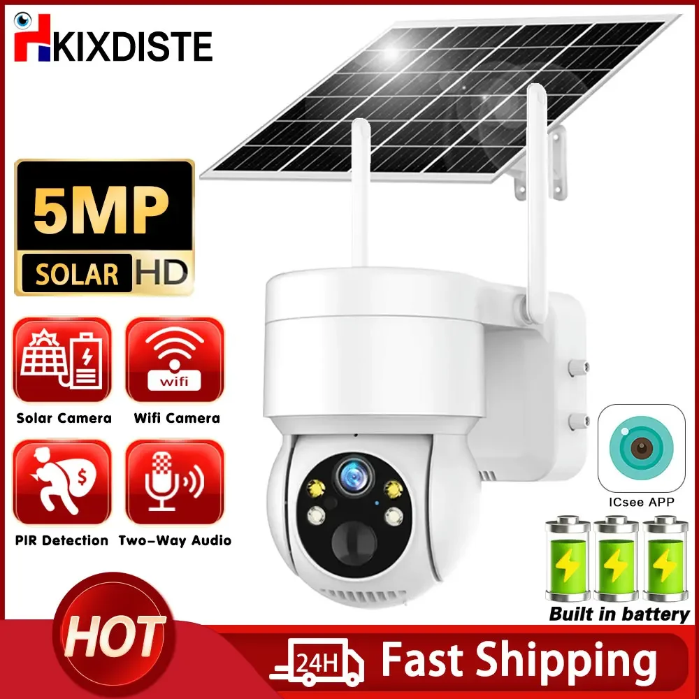 

5MP Xmeye ICsee Wireless Solar PTZ Camera Outdoor Wifi IP Camera PIR Color Night Vision CCTV Security Protection Baby Monitor