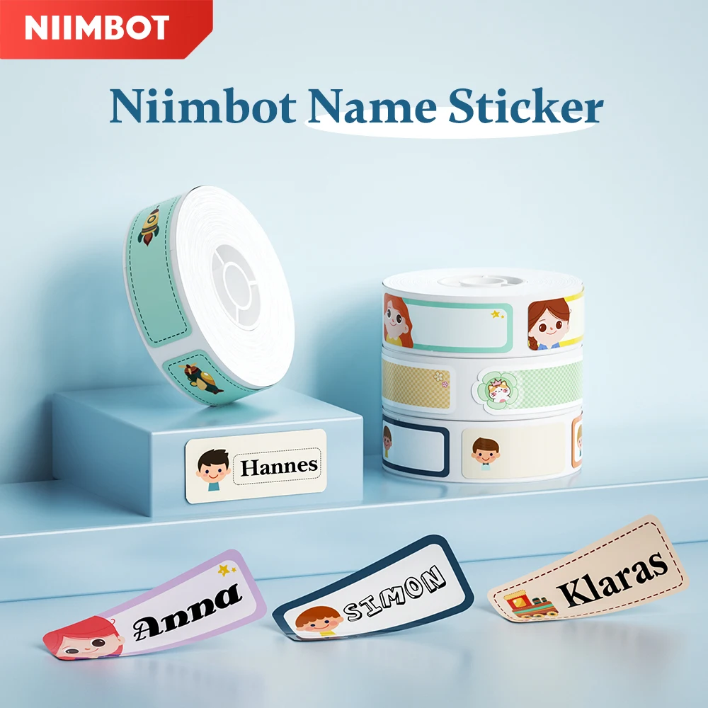 Niimbot stiker nama siswa sekolah, D110/D11/D101/H1S Label warna perekat sendiri kertas Label termal untuk sekolah rumah kantor