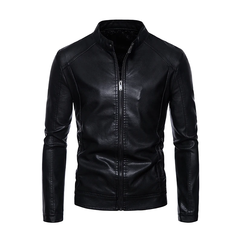 

Male Cardigan Vintage Casual Motor Biker Faux Leather Jacket Men Motorcycle Slim Jackets Autumn Winter Fashion Leather Jacket