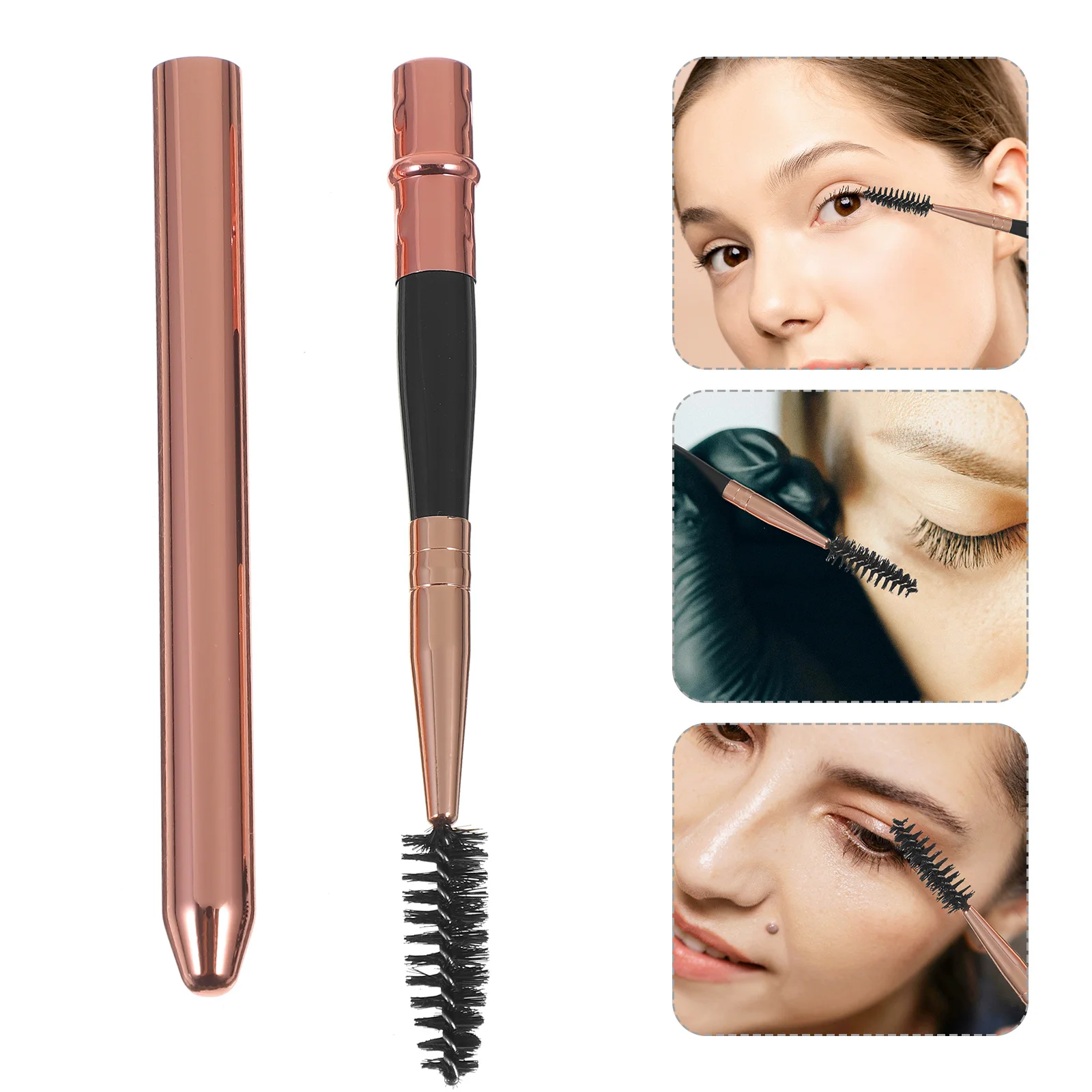2 個のまつげブラシマスカラワンドアプリケーターポータブル耐久性のある防錆完璧なまつげいつでもどこでもまつげブラシ